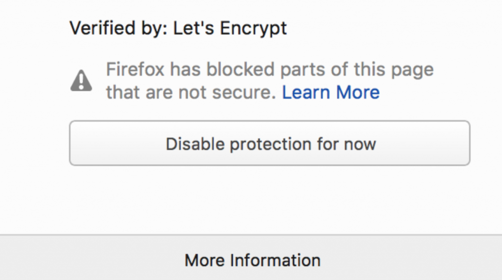 Firefox kullanıcılara karışık içerik uyarı mesajı